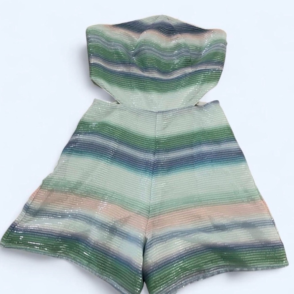 Multicolor Striped sequin Romper